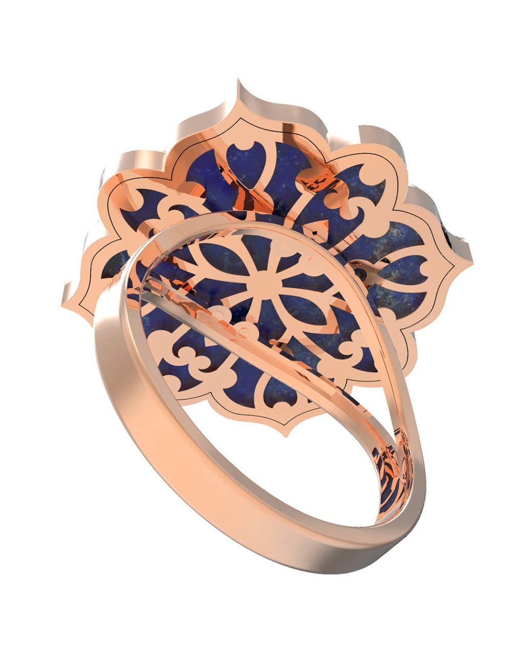 Кольцо из золота c бирюзой и лазуритом