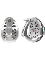 Серьги из белого золота c бриллиантами, рубином, ониксом, малахитом и перламутром