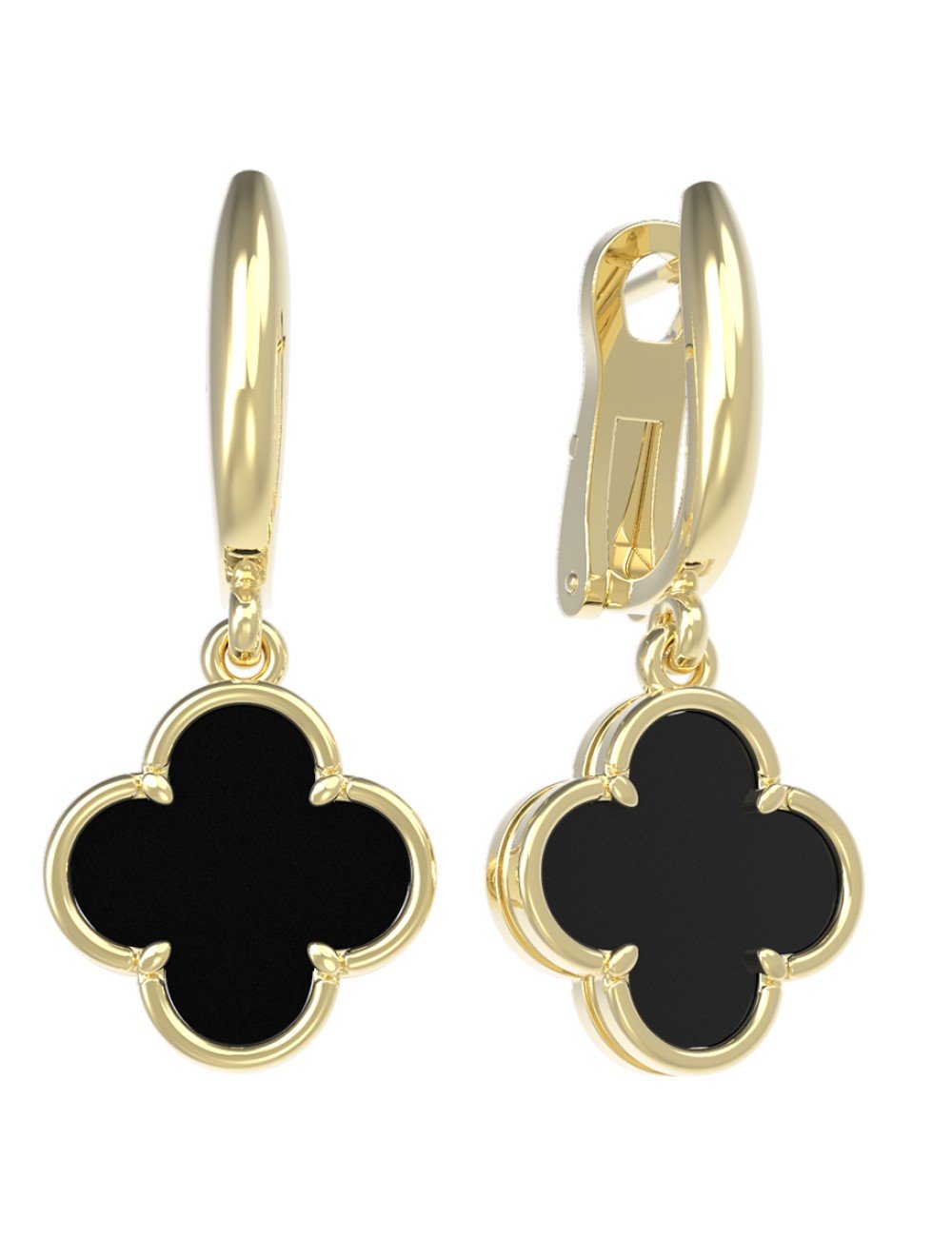 Серьги из лимонного золота c ониксом