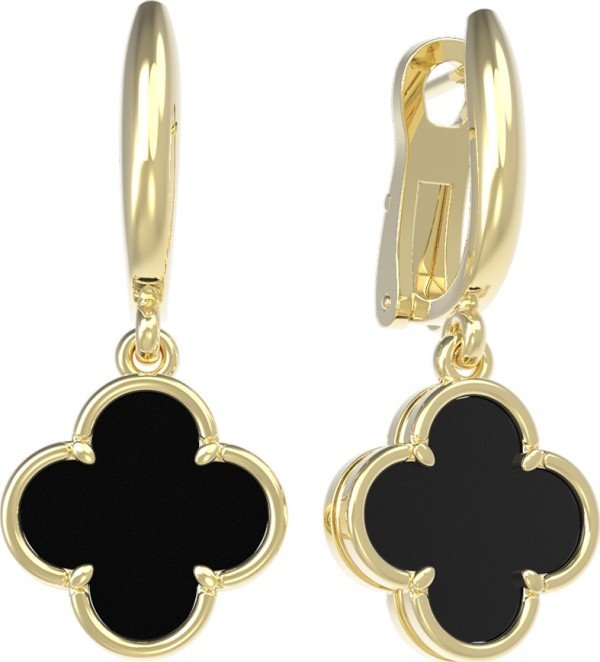 Серьги из лимонного золота c ониксом