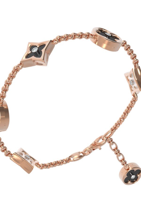 Браслет из золота c бриллиантами, ониксом и перламутром