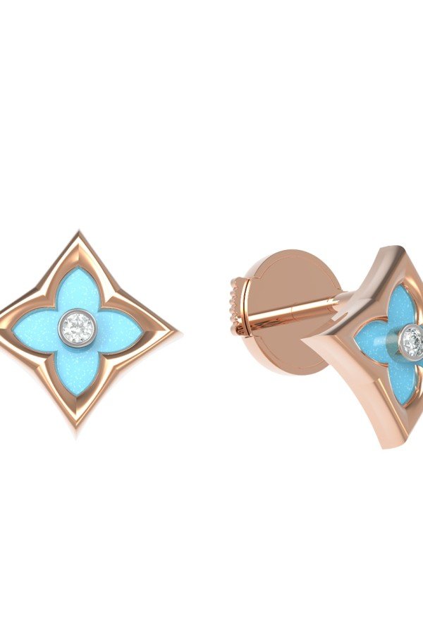 Серьги из золота c бриллиантами и бирюзой