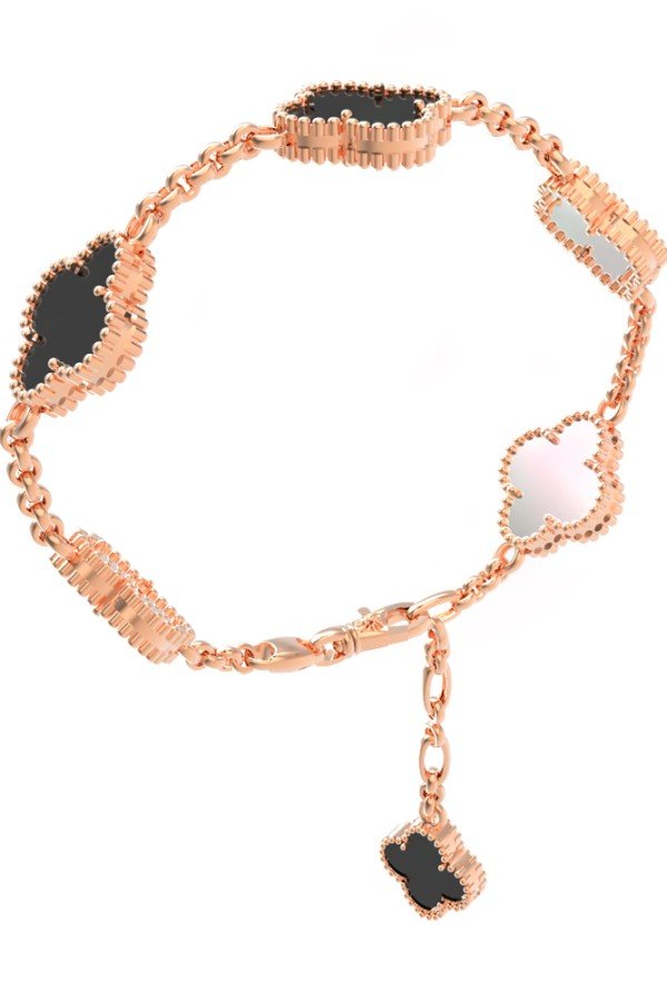 Браслет из золота c ониксом и перламутром