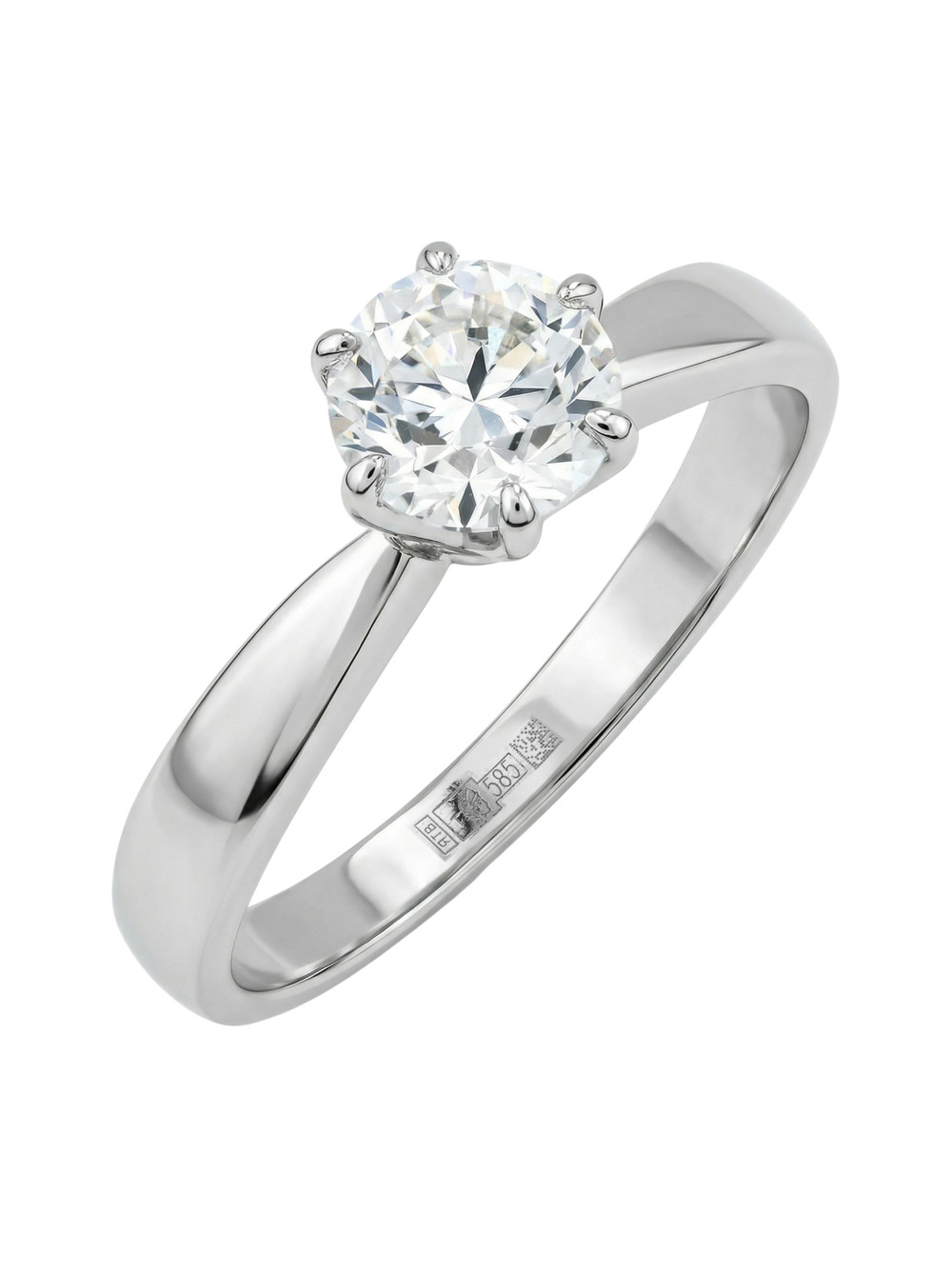 Кольцо из белого золота 585 пробы c бриллиантами