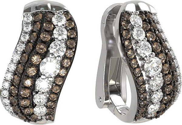 Серьги из белого золота 585 пробы c бриллиантами