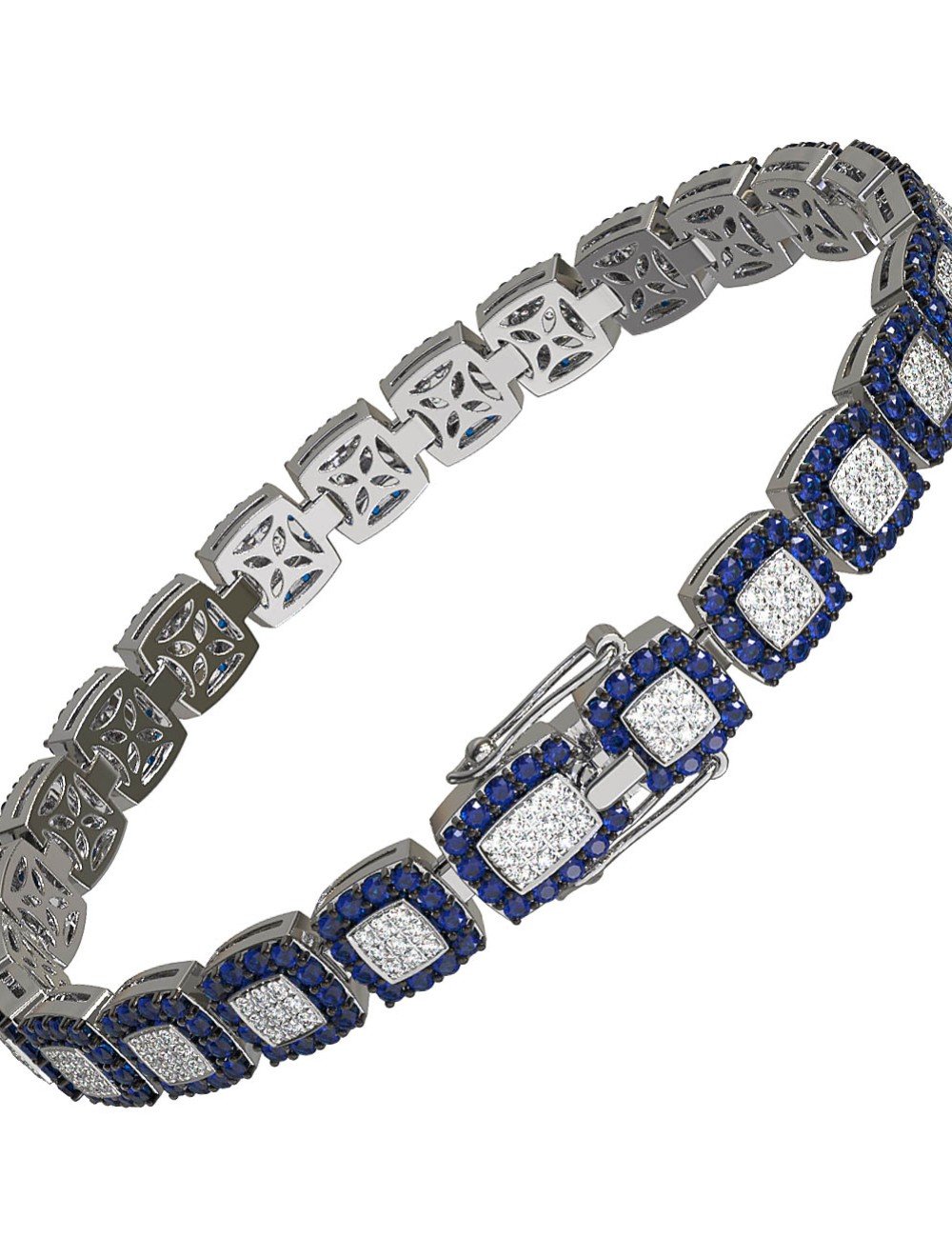 Браслет из белого золота c бриллиантами и сапфиром