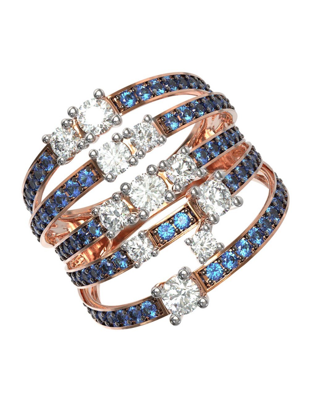 Кольцо из золота c бриллиантами и сапфиром