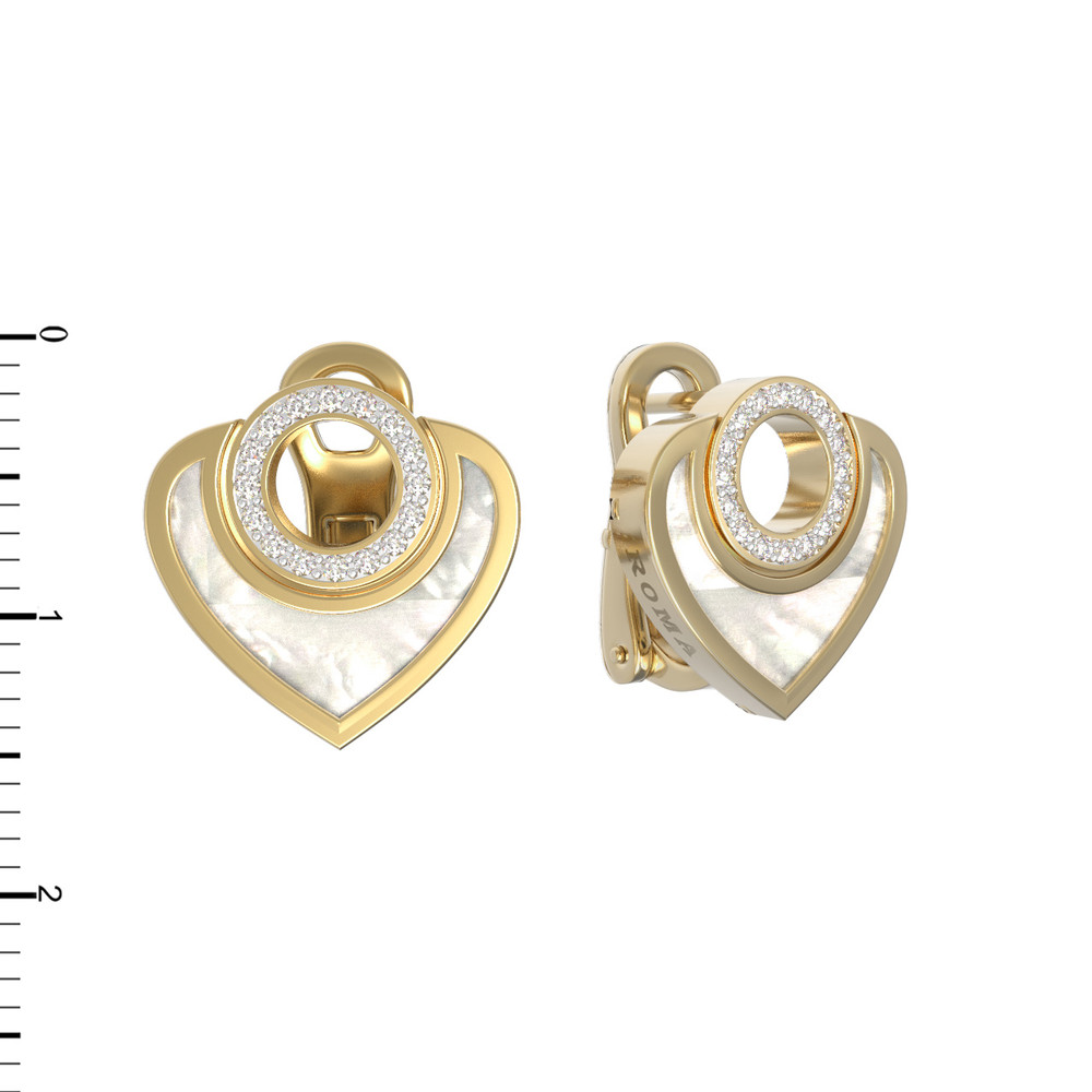 Серьги из лимонного золота 585 пробы c бриллиантами и перламутром