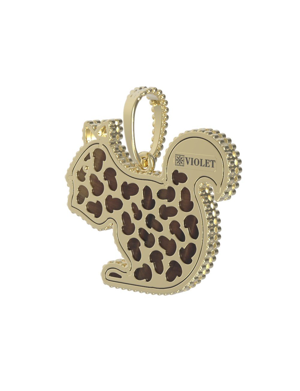 Подвеска из лимонного золота c бриллиантами и тигровым глазом