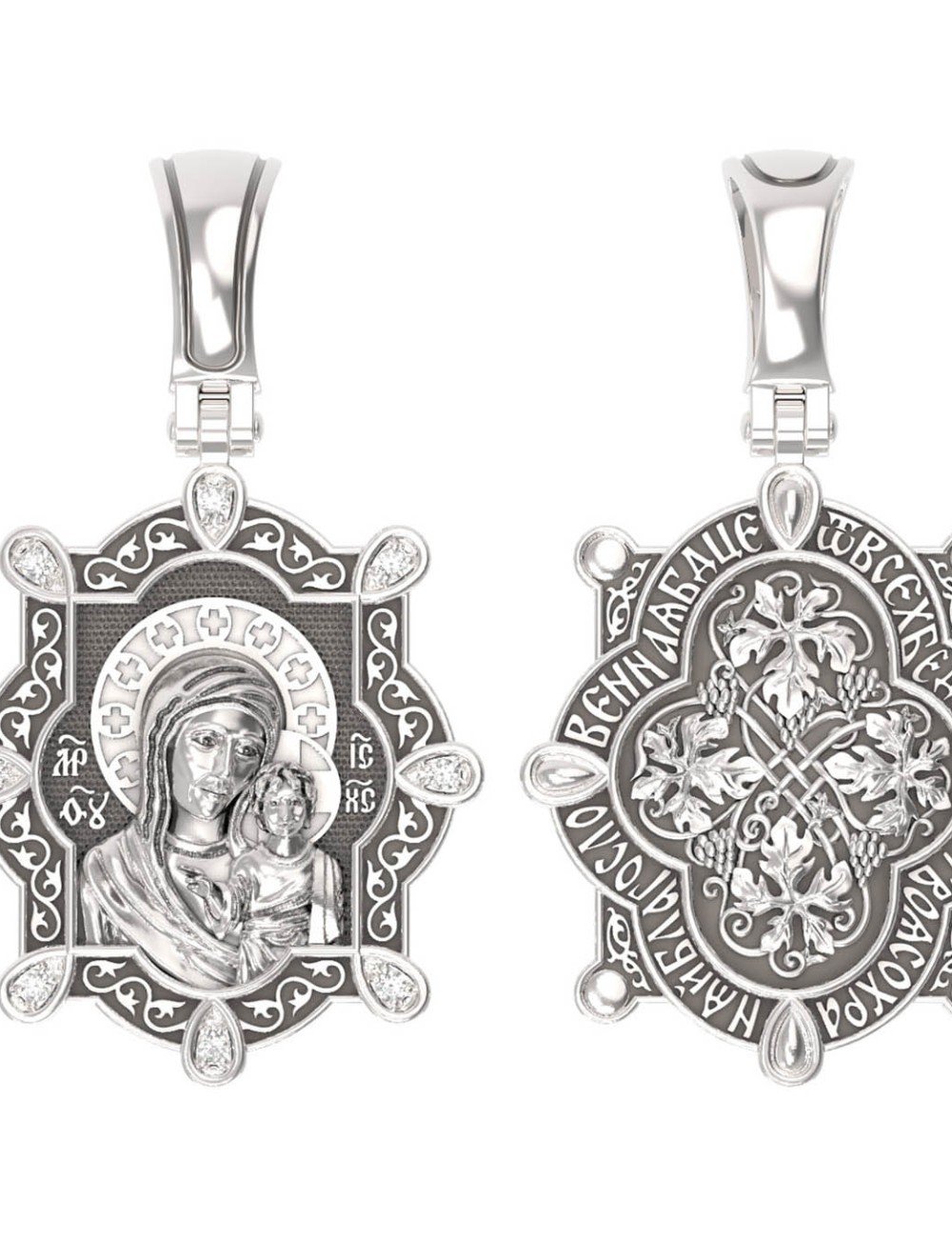 Образок из белого золота c бриллиантами