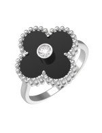 Кольцо из белого золота c бриллиантами и ониксом