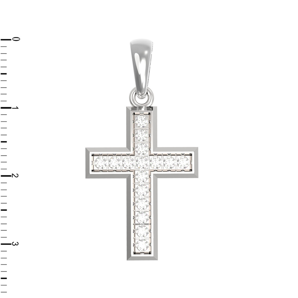 Крест из белого золота 585 пробы c бриллиантами