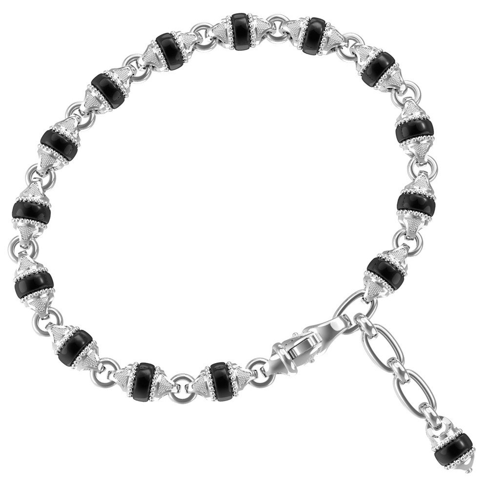 Браслет из белого золота 585 пробы c ониксом