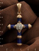 Крест из золота c ониксом и лазуритом