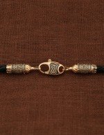 Гайтан из золота c кожаным шнурком