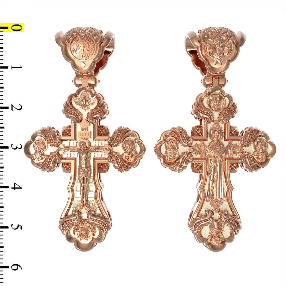 Крест из красного золота 585 пробы c бивнем мамонта