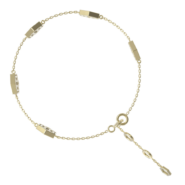 Браслет из лимонного золота 585 пробы c ониксом и перламутром