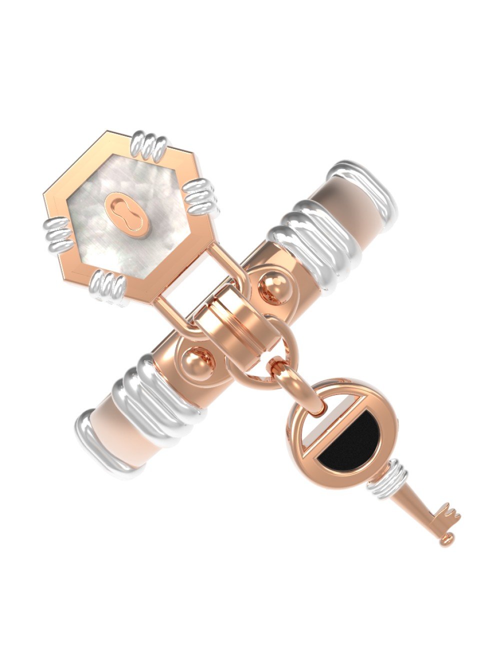 Кольцо из золота c ониксом и перламутром