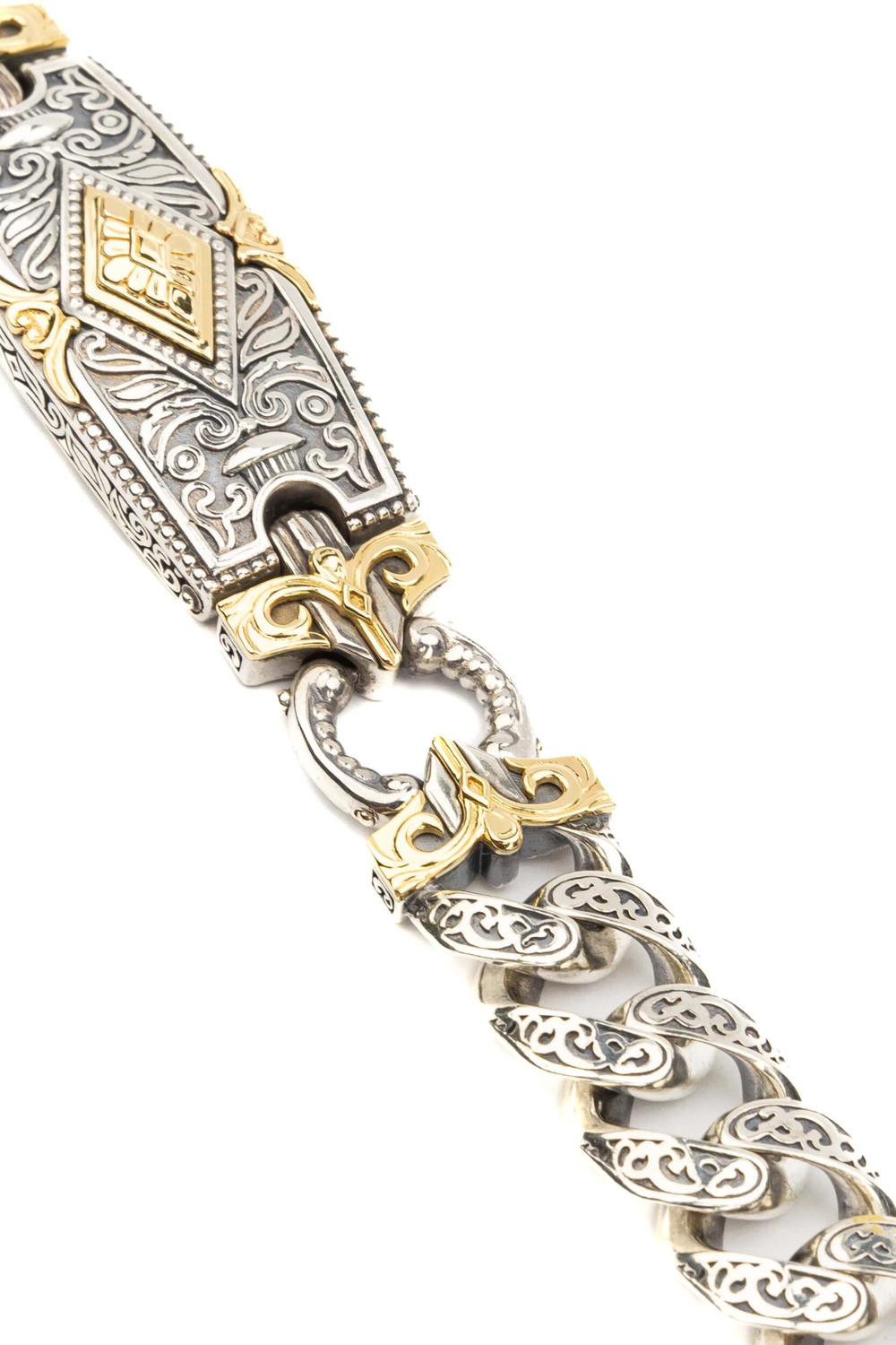 Браслет из серебра 925 пробы и золота 750 пробы c рубином