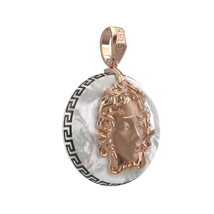 Подвеска из красного золота 585 пробы c эмалью и перламутром