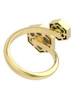 Кольцо из лимонного золота c малахитом и перламутром