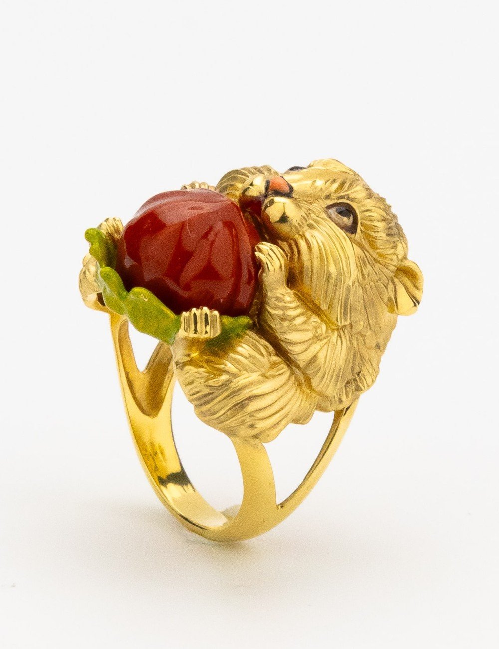 Кольцо из лимонного золота c эмалью