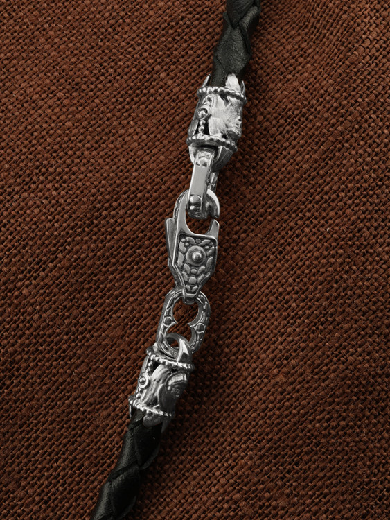 Цепь-шнурок кожа из белого золота 585 пробы c кожаным шнурком