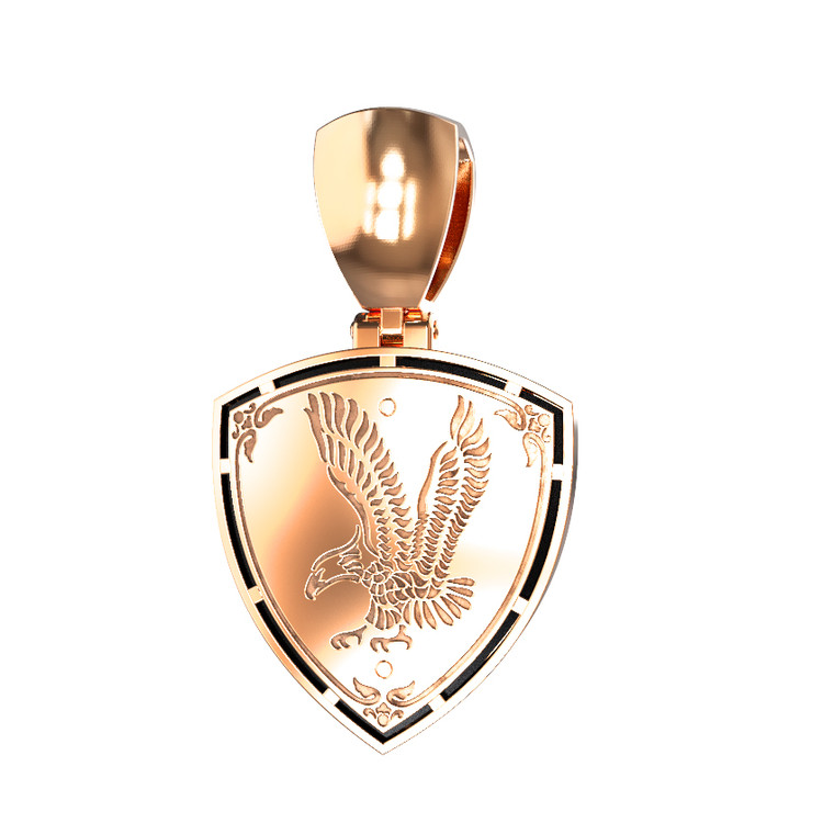 Подвеска из красного золота 585 пробы c бриллиантами и ониксом