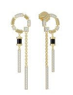 Серьги из лимонного золота c бриллиантами и ониксом