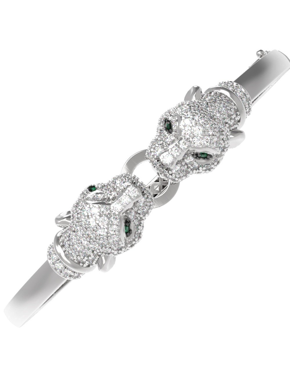 Браслет из белого золота c бриллиантами и изумрудом