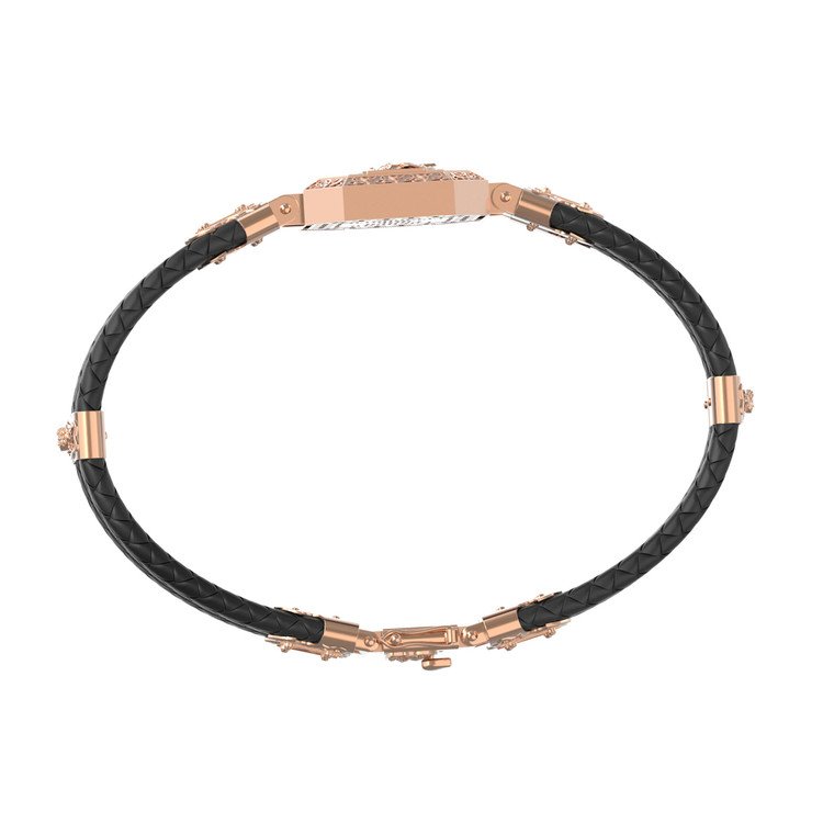 Браслет из красного золота 585 пробы c шнурком и ониксом