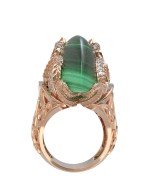 Кольцо из золота c бриллиантами и малахитом