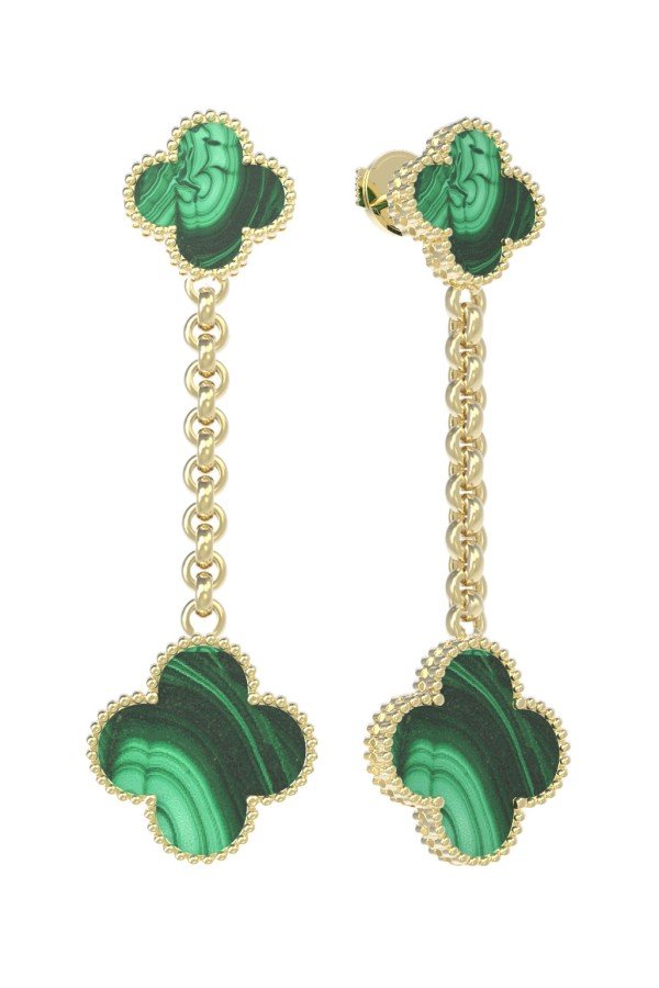 Серьги из лимонного золота c малахитом