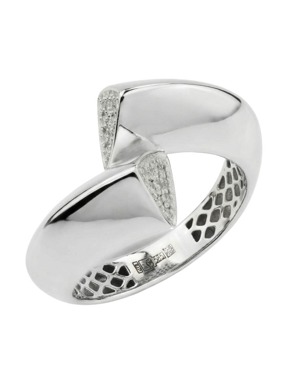 Кольцо из белого золота 585 пробы c бриллиантами