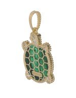 Подвеска из лимонного золота c эмалью, малахитом и перламутром