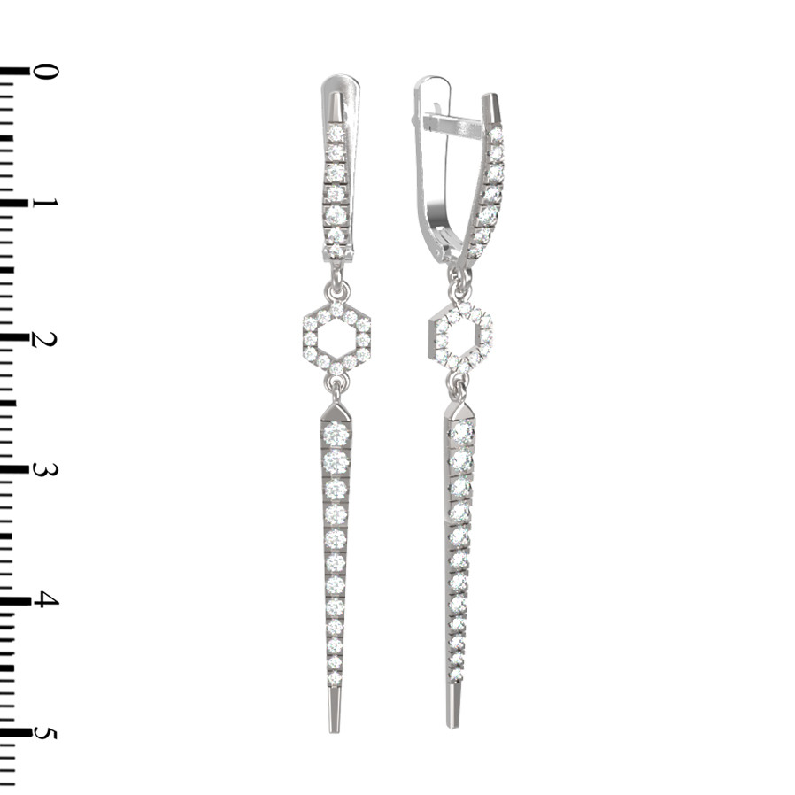 Серьги из белого золота 585 пробы c бриллиантами