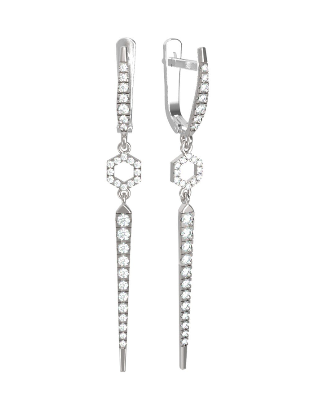 Серьги из белого золота c бриллиантами