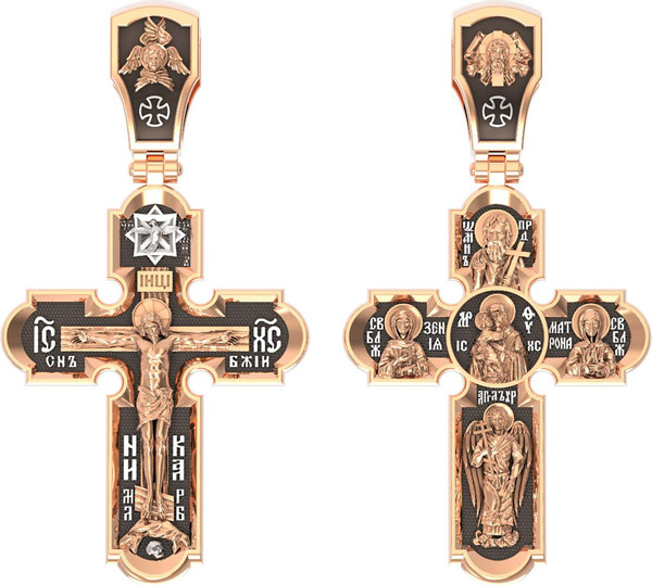 Крест из красного золота 585 пробы