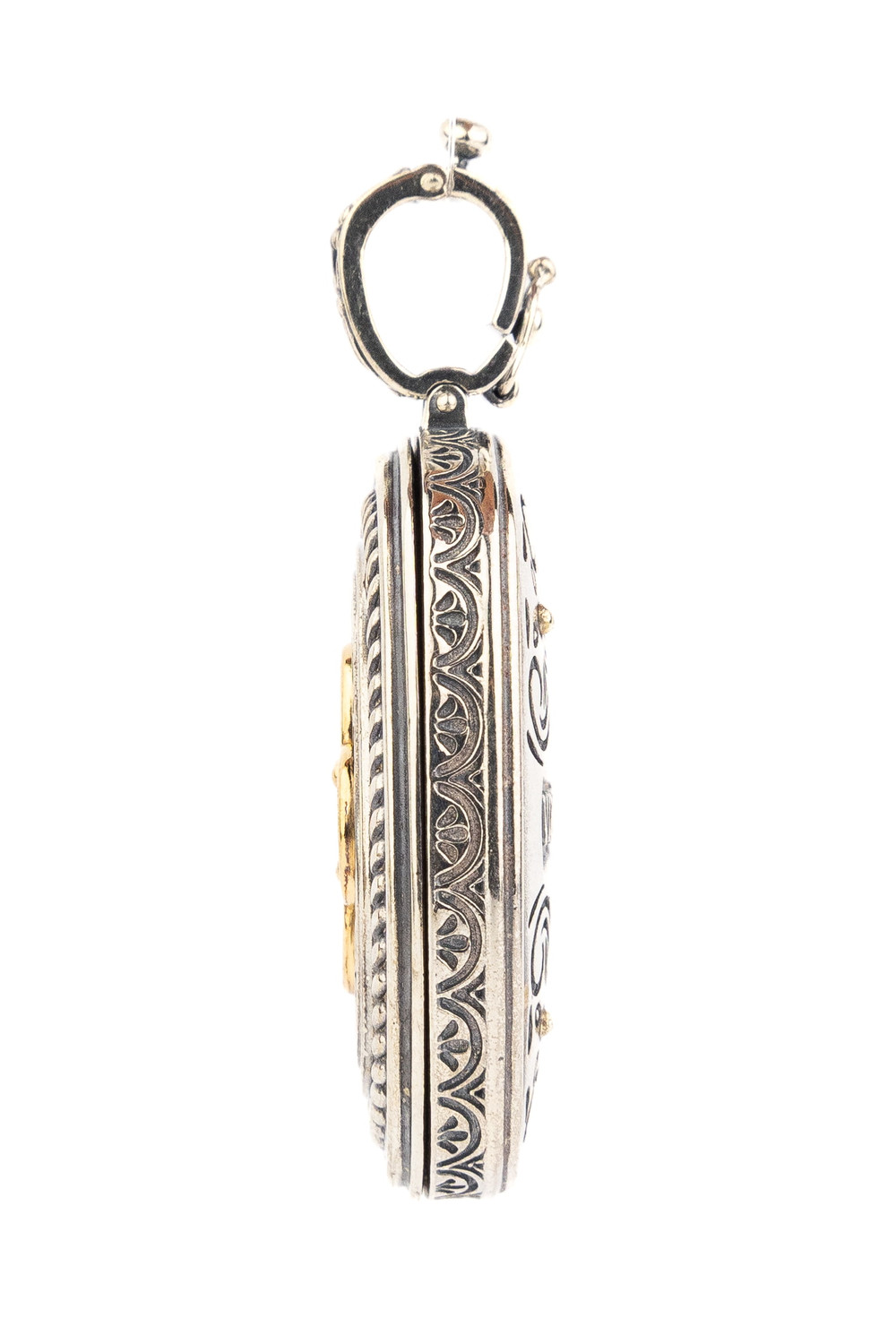 Подвеска из серебра 925 пробы и золота 750 пробы c ониксом и рубином