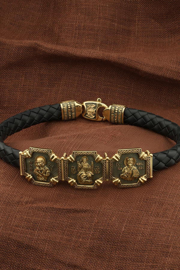 Браслет из лимонного золота 585 пробы c шнурком