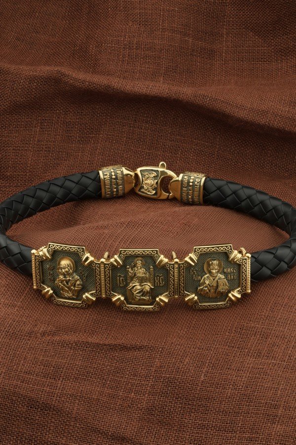 Браслет из лимонного золота c шнурком