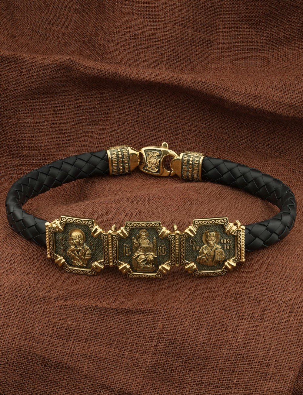 Браслет из лимонного золота c шнурком