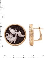 Серьги из золота 585 пробы c эбеновым деревом