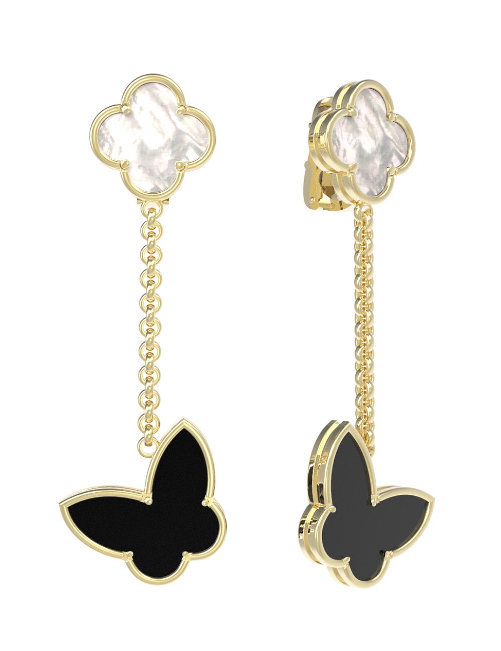 Серьги из лимонного золота c ониксом и перламутром