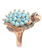 Кольцо из золота c эмалью и бирюзой