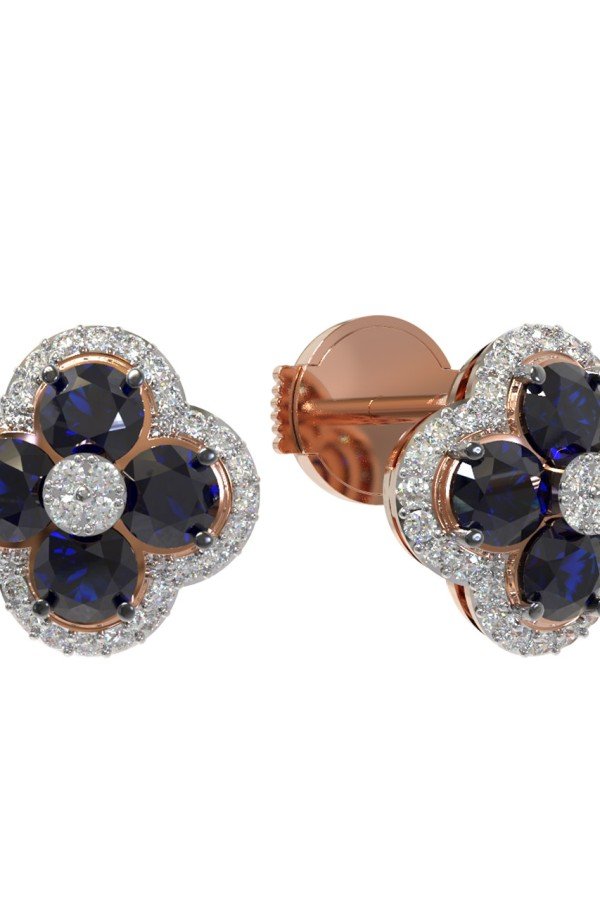 Серьги из золота c бриллиантами и сапфиром