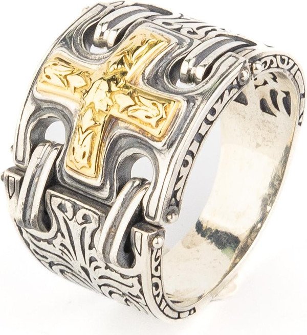 Кольцо из серебра 925 пробы и золота 750 пробы c рубином