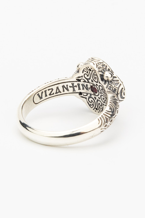 Кольцо из серебра 925 пробы и золота 750 пробы c рубином и рубином