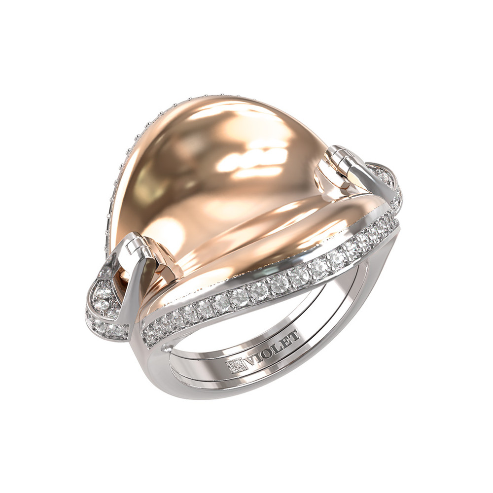 Кольцо из белого золота 585 пробы c бриллиантами