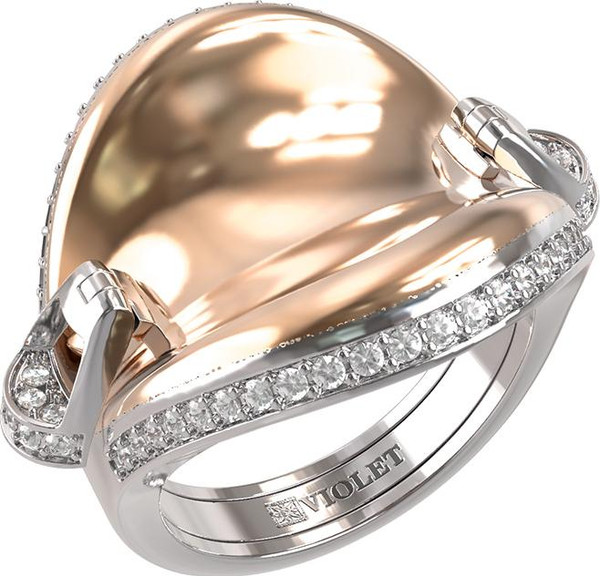 Кольцо из белого золота 585 пробы c бриллиантами